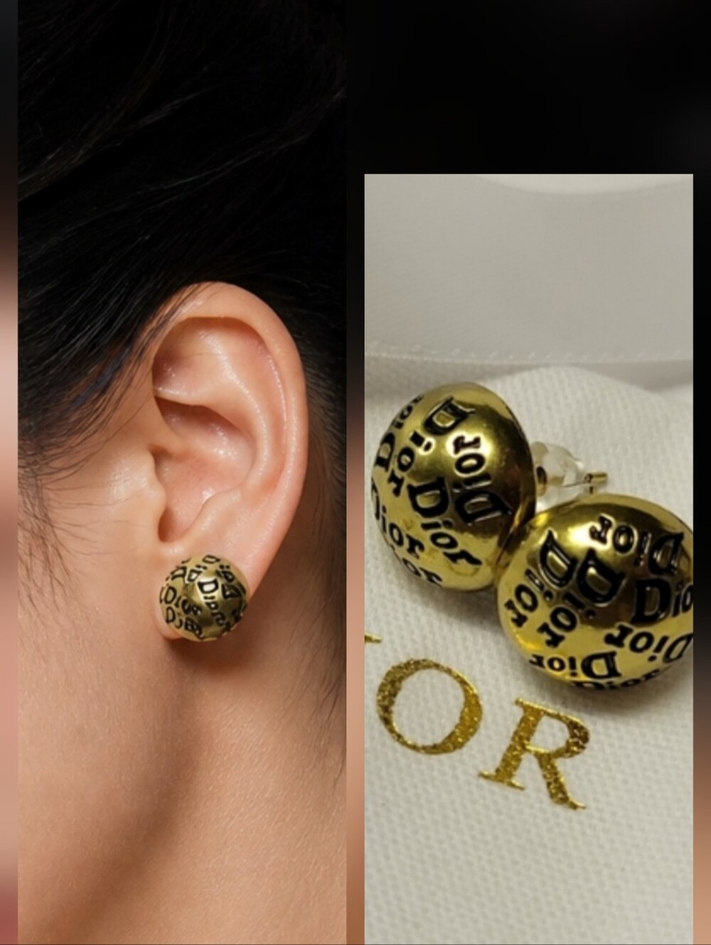DIOR 1/2" Stud Earings, New, Dior Pouch & Bow Included With Buy Now